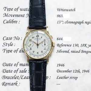 Patek Philippe 130J 18kt Yellow Gold Vintage Chronograph 33mm Tiffany Dial Breguet Numerals Manual-Winding