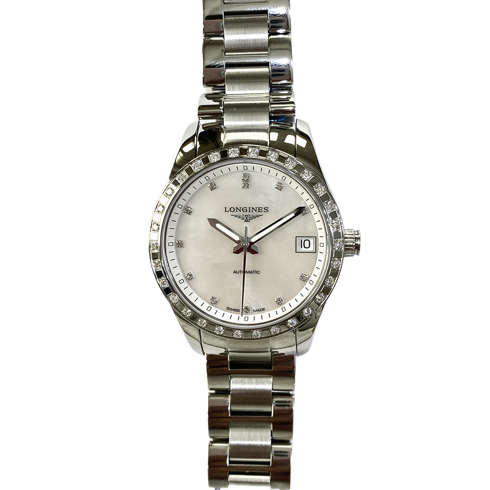 Longines L2.385.0.87.6 Conquest Classic Dial Diamond Bezel Stainless Steel