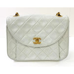 CH CHANEL Vintage Flap Bag, White, Lambskin Leather, Gold hardware CHANEL Matelasse Bijou Chain Shoulder Bag