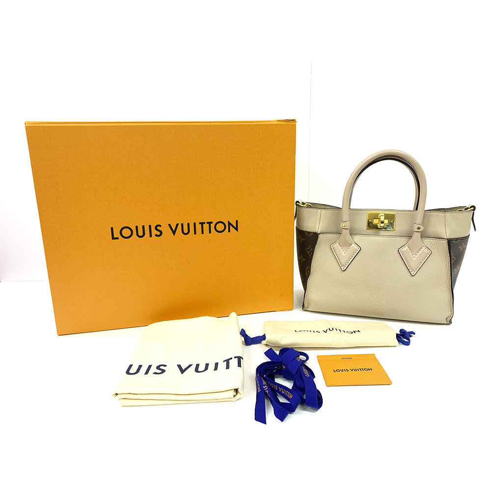 Louis Vuitton LOUIS VUITTON On My Side PM Tote Bag, Greige,  Calf Leather, Gold Hardware - view 6