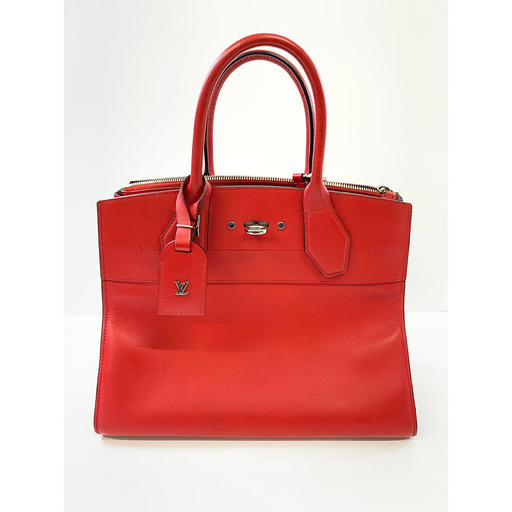 Louis Vuitton LOUIS VUITTON City Streamer MM, Red, Calf Leather, Silver Hardware 