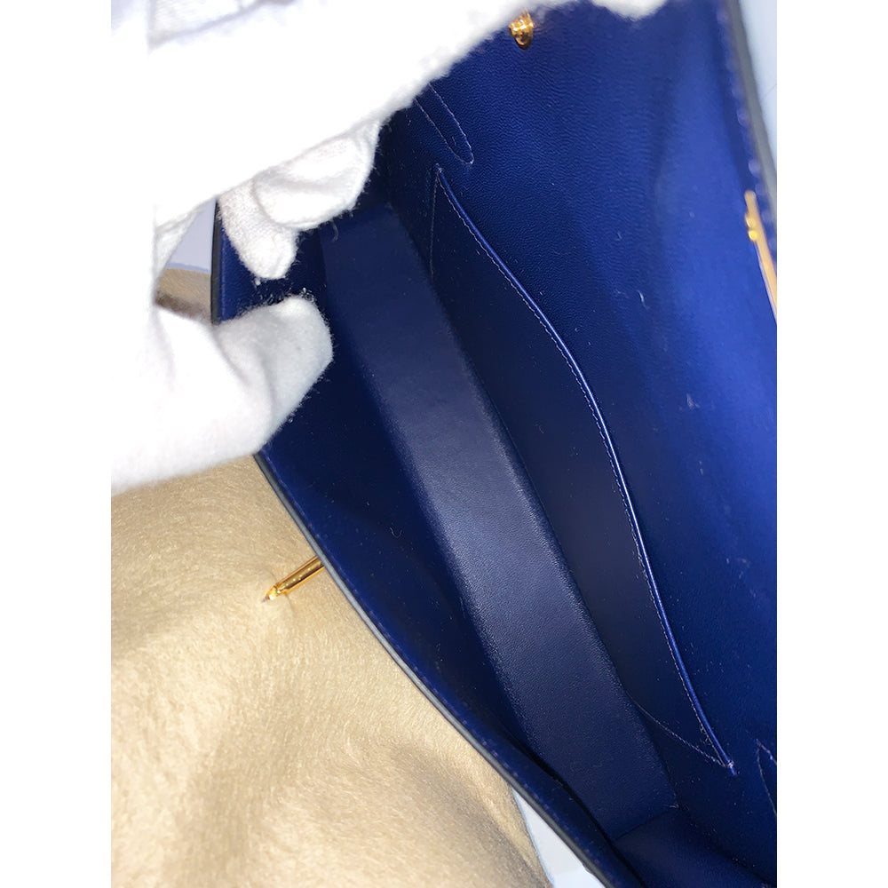 Hermès HERMES Kelly Cut 18cm, Dark Blue, Mysore Goatskin Leather, Gold Hardware - view 5