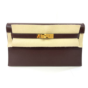 Hermès HERMES Kelly Cut 18cm, Rouge, Mysore Goatskin Leather, Gold Hardware 