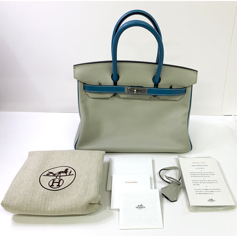 Hermès HERMES Birkin 30cm, light grey & blue, Swift Leather, Palladium Hardware, Personal Order - view 6