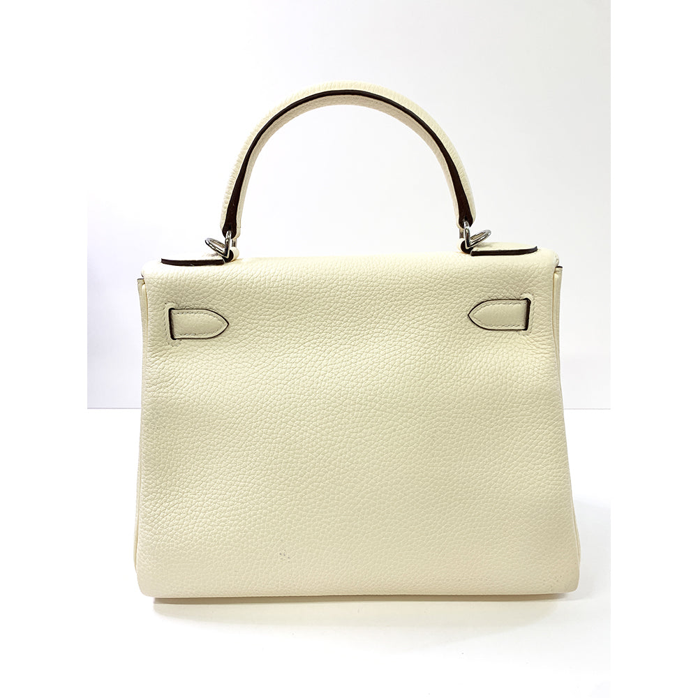Hermès HERMES Kelly 28cm, White, Togo Leather, Paladium Hardware - view 3