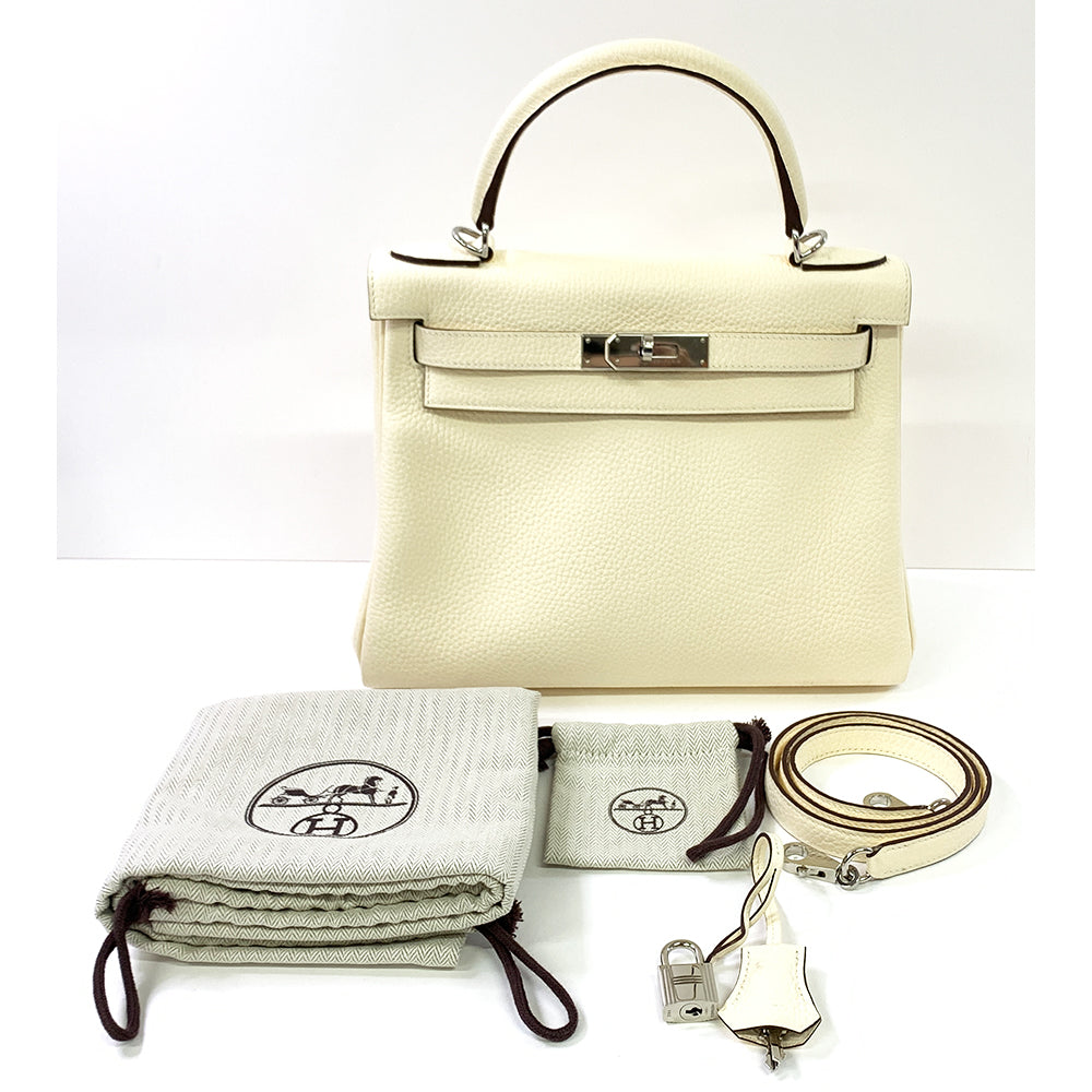 Hermès HERMES Kelly 28cm, White, Togo Leather, Paladium Hardware - view 6