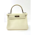 Hermès HERMES Kelly 28cm, White, Togo Leather, Paladium Hardware 