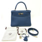 Hermès HERMES Kelly 28cm, Navy Blue, Togo Leather, Palladium Hardware - view 6