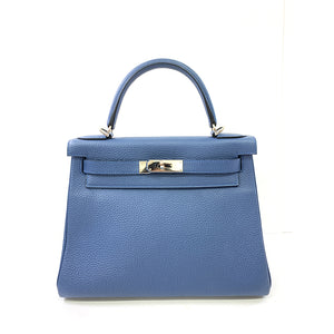 Hermès HERMES Kelly 28cm, Navy Blue, Togo Leather, Palladium Hardware 