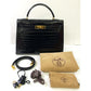 Hermès HERMES Kelly 32cm, Black, Porosas Leather, Gold Hardware - view 6
