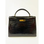Hermès HERMES Kelly 32cm, Black, Porosas Leather, Gold Hardware 
