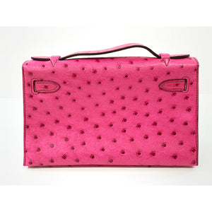 Hermès HERMES pochette Kelly 22cm, Pink, Ostrich Leather, Palladium Hardware - view 3