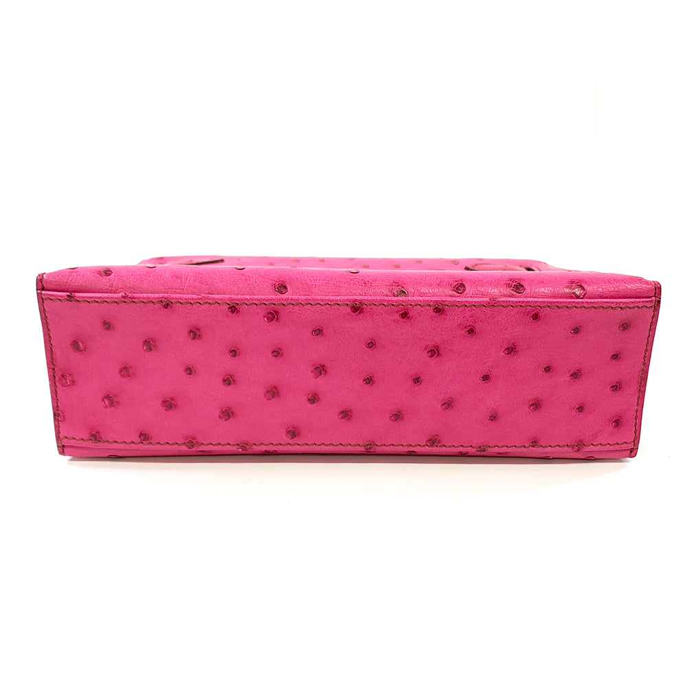 Hermès HERMES pochette Kelly 22cm, Pink, Ostrich Leather, Palladium Hardware - view 4