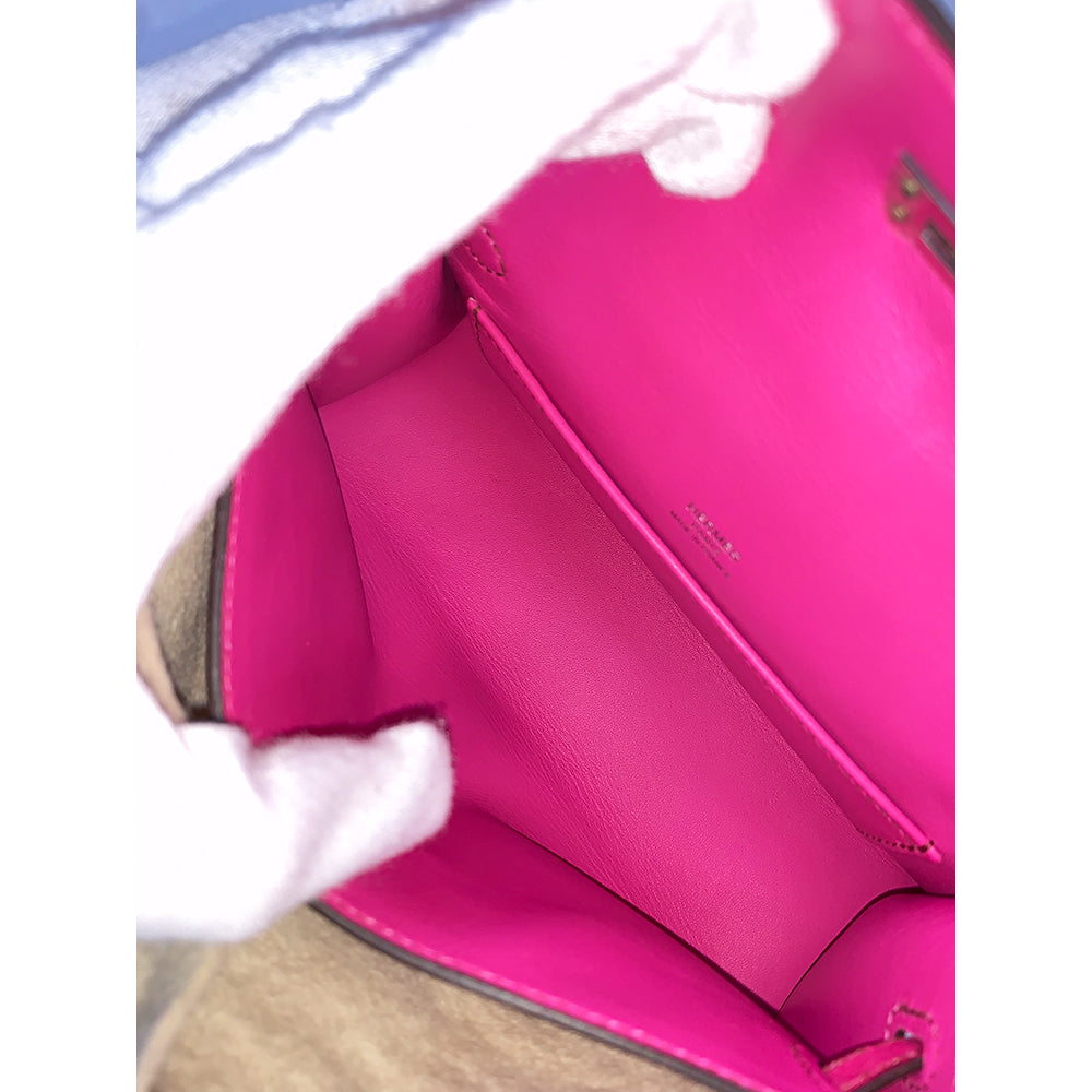 Hermès HERMES pochette Kelly 22cm, Pink, Ostrich Leather, Palladium Hardware - view 5