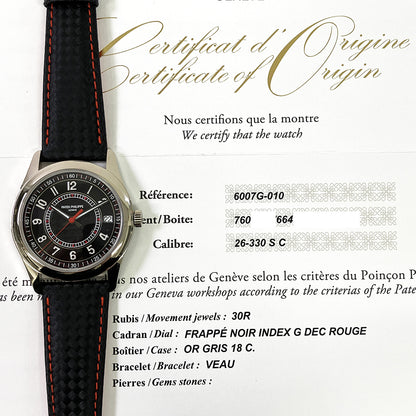 Patek Philippe 6007G-010 Calatrava 40mm "Carbon" Motif Dial Black Calfskin Strap White Gold Self-Winding