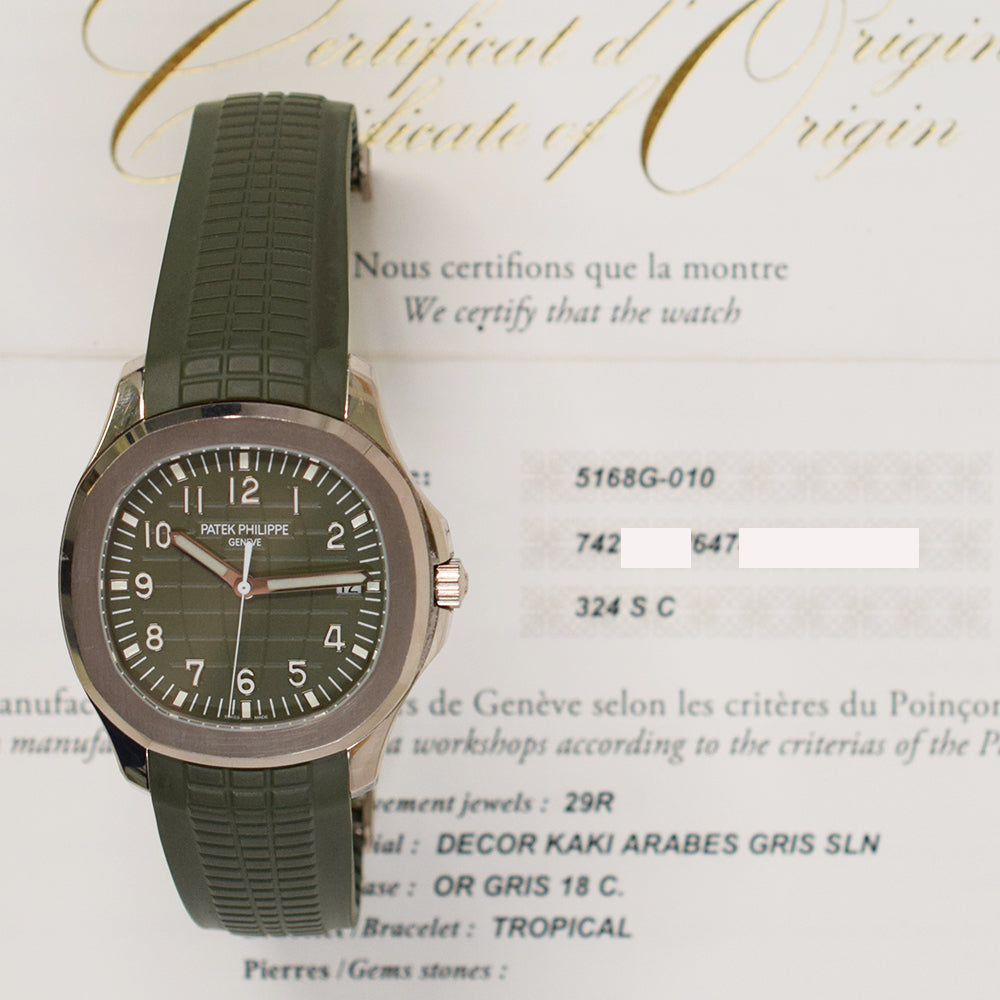 Patek Philippe 5168G-010 Aquanaut Date Sweep Seconds 42.2mm White Gold Self-Winding