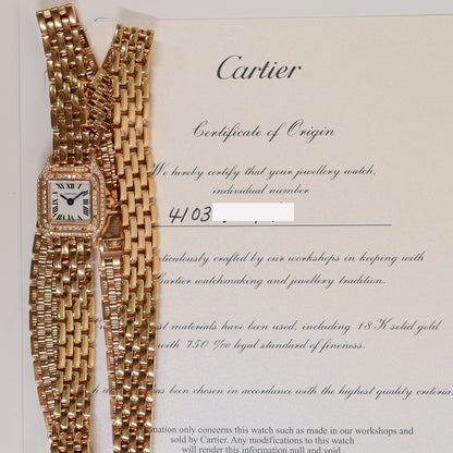 Cartier WJPN0013 Panthère de Cartier 20mm x 25mm Rose Gold Diamond-set Bezel and Crown Rose Gold Triple Loop Bracelet Quartz