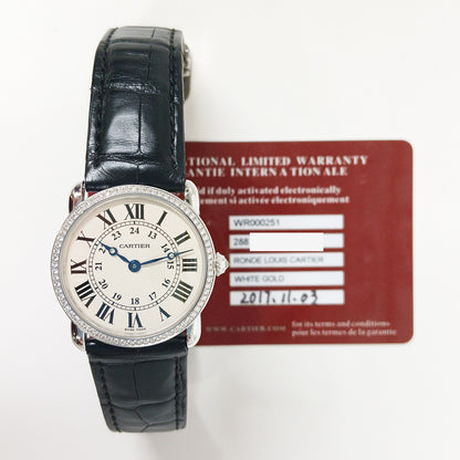 Cartier WR000251 Ronde Louis Cartier 29mm Diamond Bezel Quartz White Gold