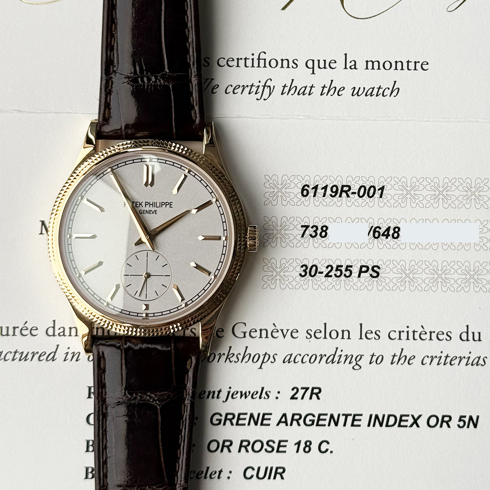 Patek Philippe 6119R-001 Calatrava 39mm Manual Clou De Paris Rose Gold