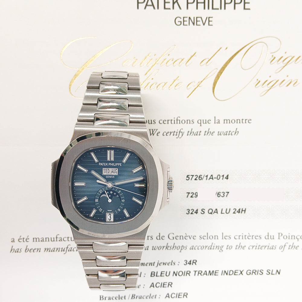 Patek Philippe 5726/1A-014 Nautilus Annual Calendar Moon Phase 40.5mm Stainless Steel Self-Winding