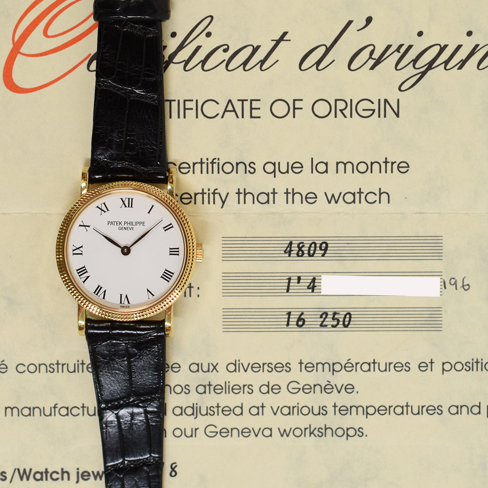 Patek Philippe 4809 Calatrava 25mm 18kt Yellow Gold Manual winding