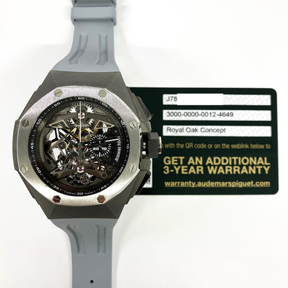 Audemars Piguet 26587TI.OO.D010CA.01 Royal Oak Concept 44mm Tourbillon Chronograph Openworked- Titanium