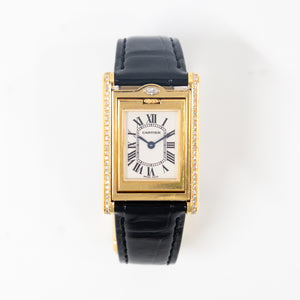 Cartier WA202251 Tank Basculante Quartz Diamond Bezel - 23mm x 37mm - Yellow Gold