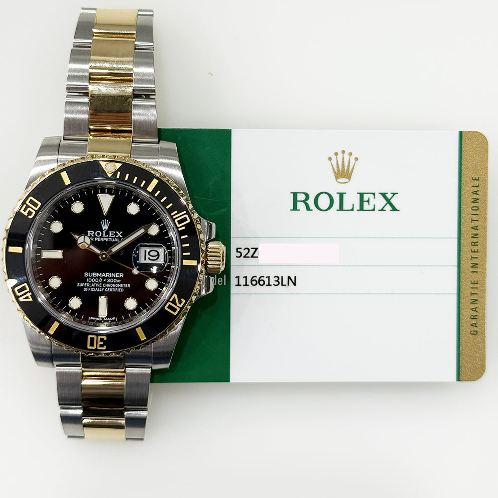 Rolex 116613LN Submariner Date 40mm Black Bezel Steel and Yellow Gold