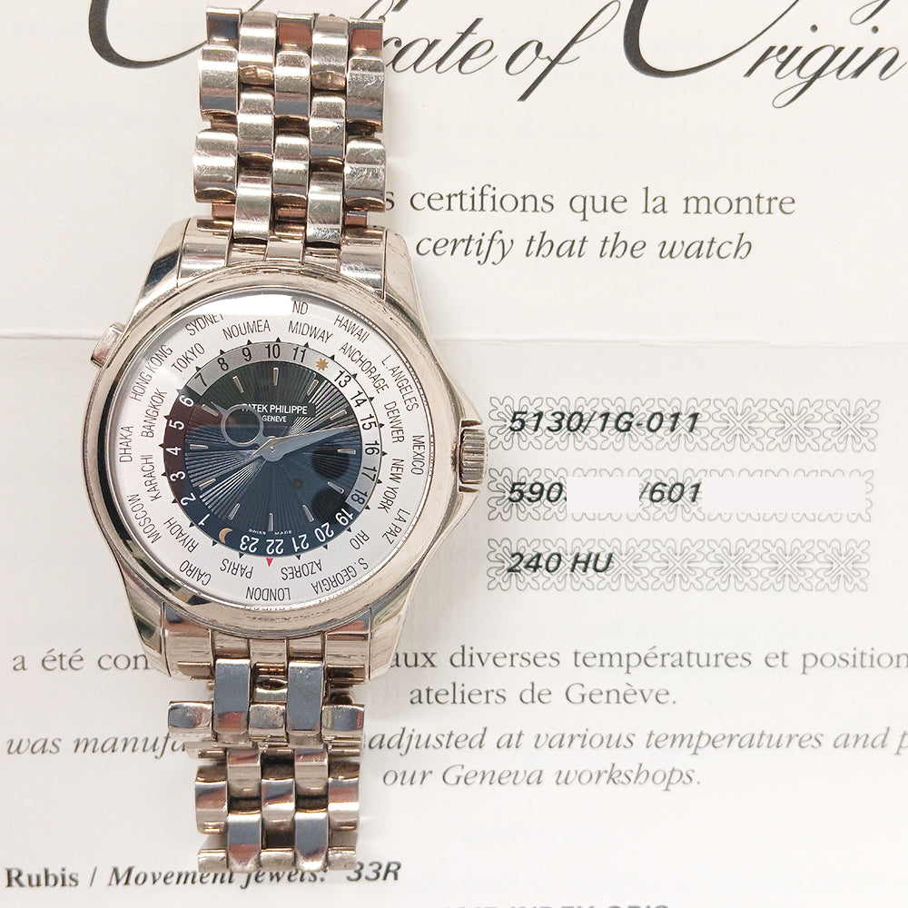 Patek Philippe 5130/1G-011 World Time 39.5mm White Gold Self-Winding