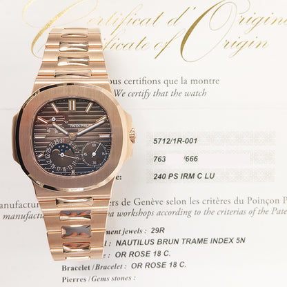 Patek Philippe 5712/1R-001 Nautilus Annual Calendar Moonphase 40mm Rose Gold
