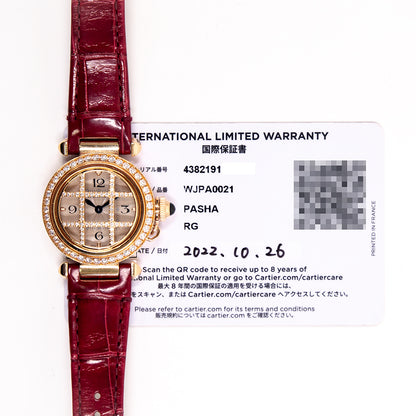 Cartier WJPA0021 Pasha 30mm Diamond Bezel Removable Diamond Grid Rose Gold Quartz
