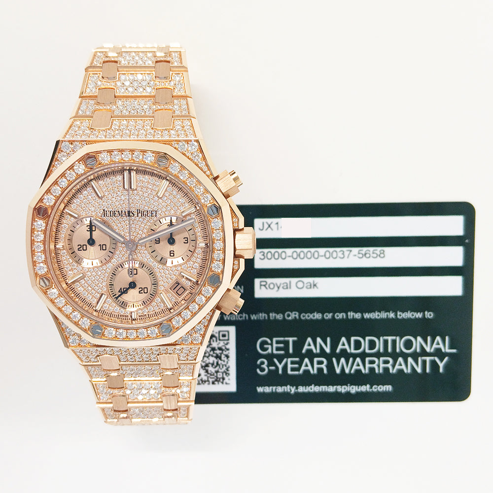 Audemars Piguet 26242OR.ZZ.1322OR.02 Royal Oak Chronograph 41mm Rose Gold Full Diamonds Set