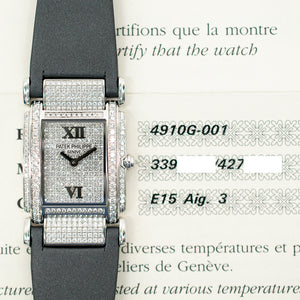 Patek Philippe 4910G-001 Twenty~4 Quartz 25mm x 30mm Diamond Bezel/Case Pave Diamond Dial White Gold