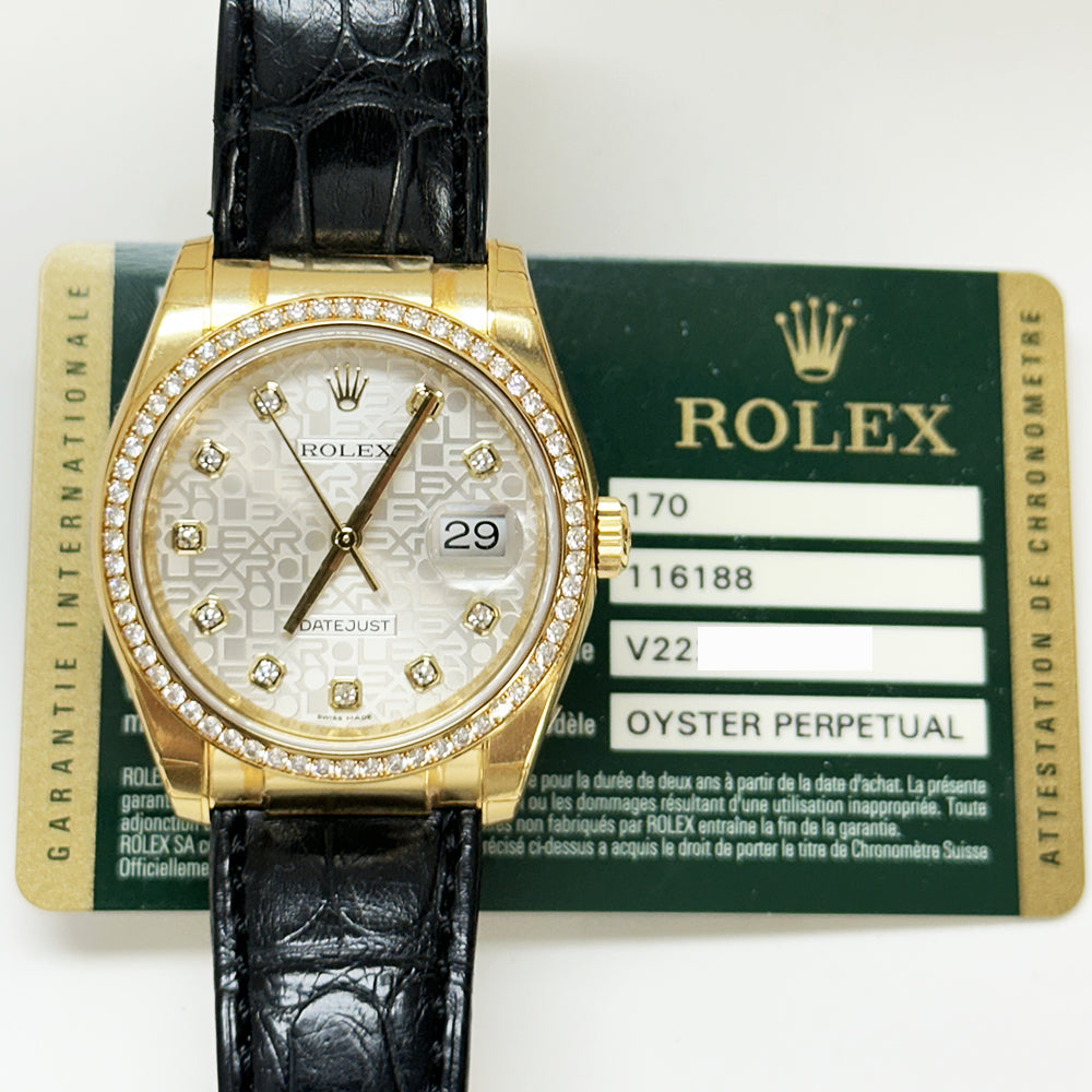 Rolex 116188 Datejust 36mm Diamond Bezel Yellow Gold