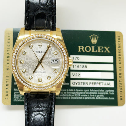 Rolex 116188 Datejust 36mm Diamond Bezel Yellow Gold