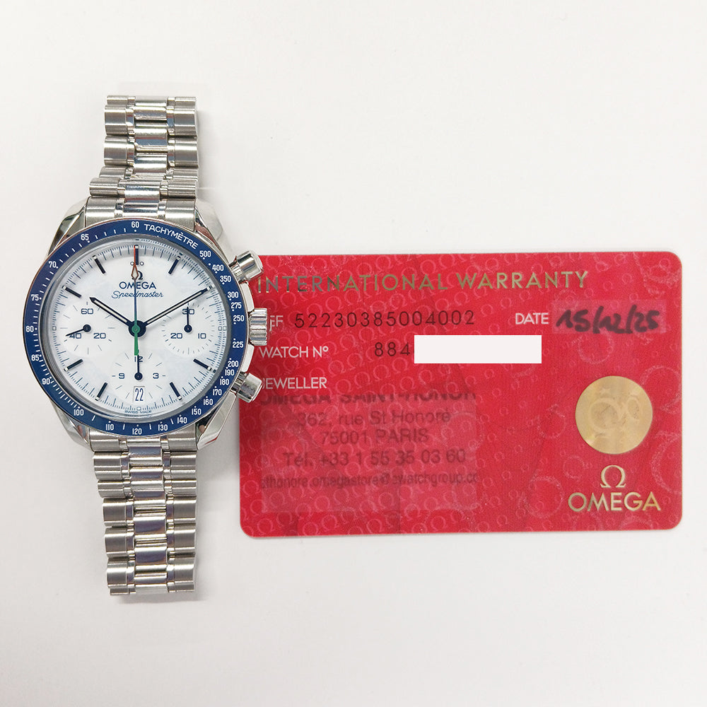 Omega 522.30.38.50.04.002 Speedmaster Moonwatch Professional Manual Winding 38mm Blue Bezel Steel - Milano Cortina 2026