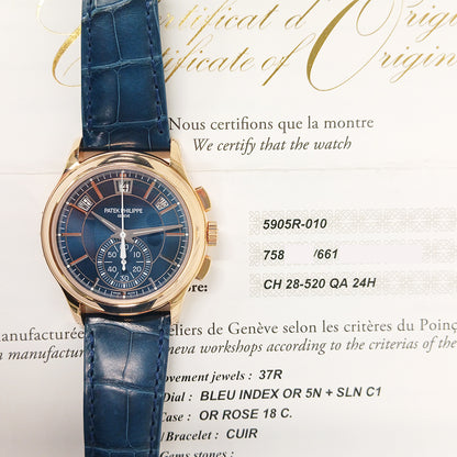 Patek Philippe 5905R-010 Annual Calendar Flyback Chronograph Selfwinding 42mm Rose Gold
