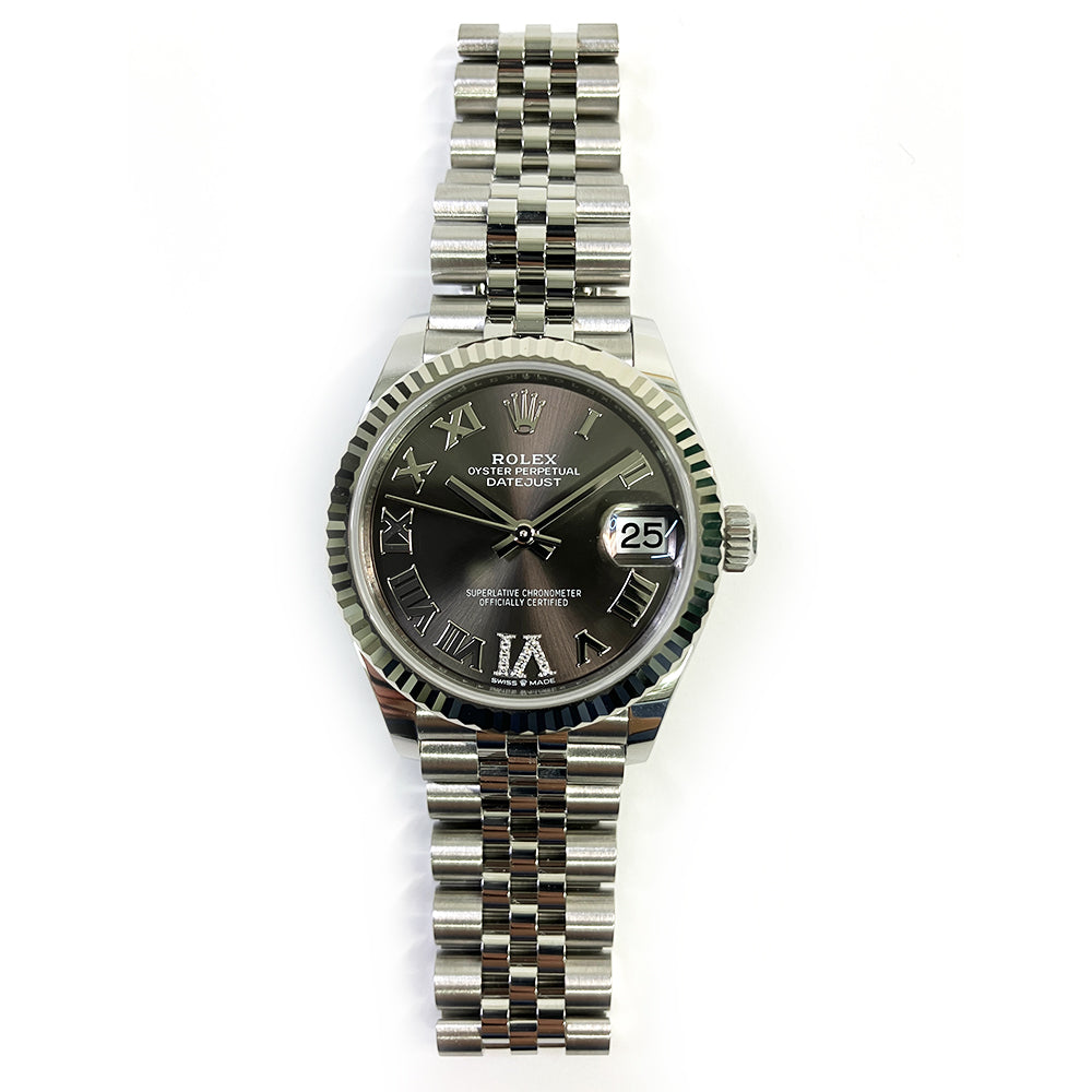 Rolex Datejust 31mm Stainless Steel - White Gold Fluted Bezel - DARY GREY “VI” DIAMOND Dial - Jubilee Bracelet 278274 - 2025