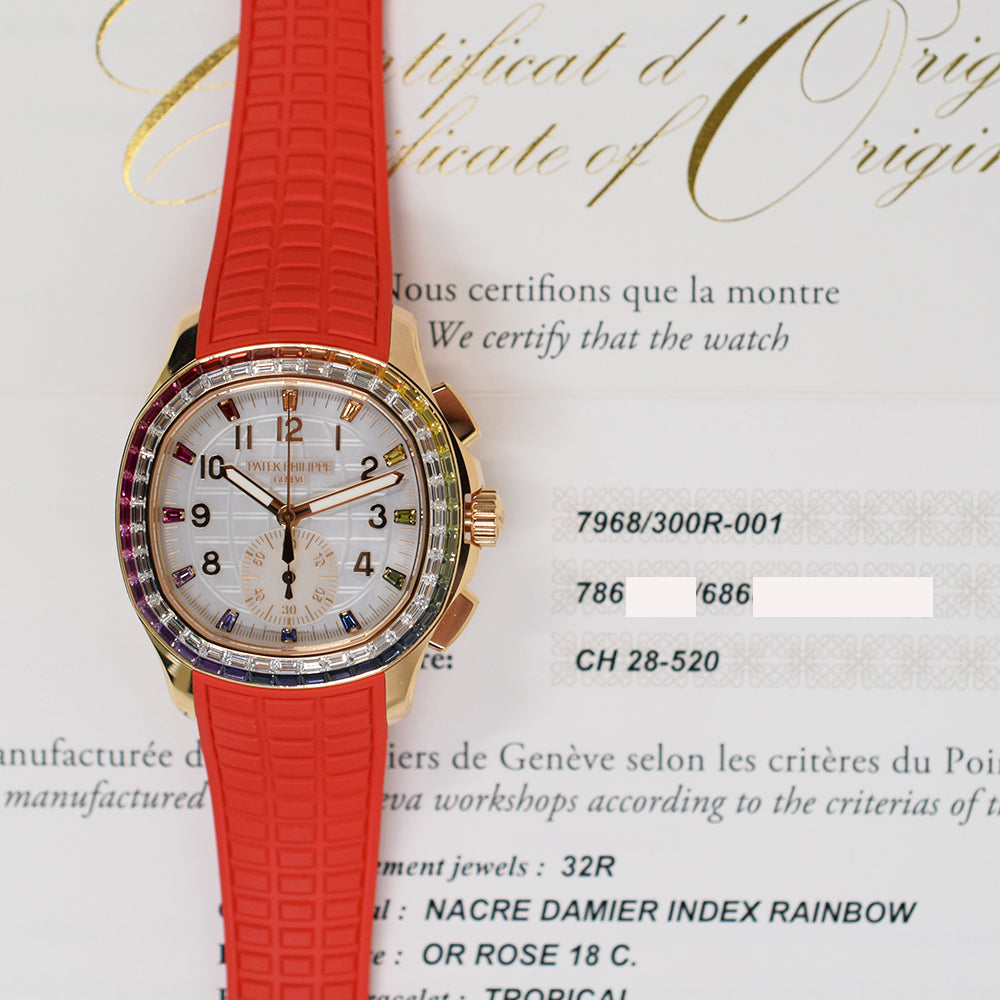 Patek Philippe 7968/300R-001 Aquanaut Minute Repeater Haute Joaillerie Selfwinding 38.8mm Rose Gold Rainbow Gem-set Bezel