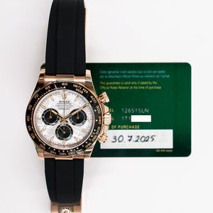 Rolex 126515LN Daytona Rose Gold Black Ceramic Bezel with Rubber Strap