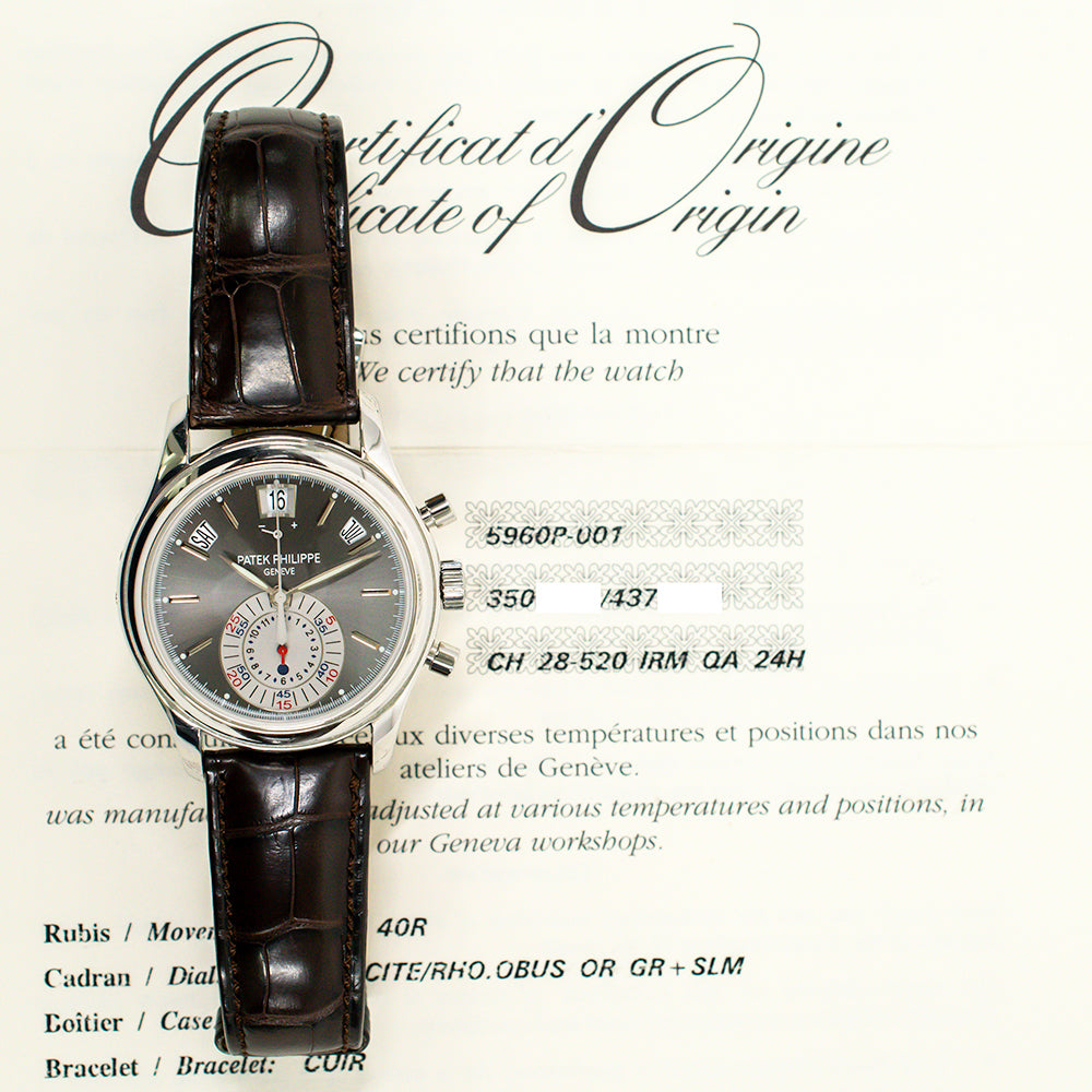 Patek Philippe 5960P-001 Annual Calendar Flyback Chronograph 40.5mm Self-Winding Platinum