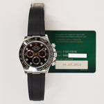 Rolex 116519LNG Daytona White Gold Ceramic Bezel on Rubber Strap