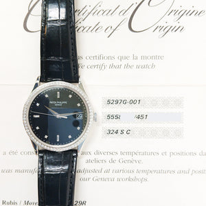 Patek Philippe 5297G-001 Calatrava 38mm Diamond Bezel White Gold