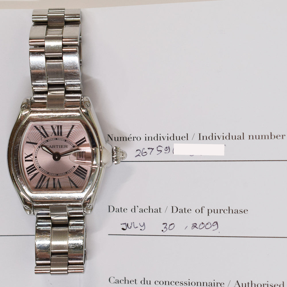Cartier W62017V3 Roadster Ladies pink Dial Stainless Steel Quartz
