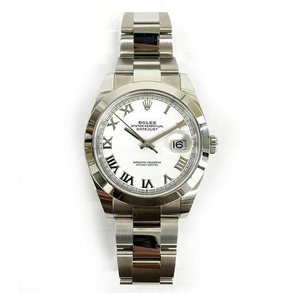 Rolex Datejust 41mm Stainless Steel - Domed Bezel - White Roman Dial - Oyster Bracelet 126300 - 2024
