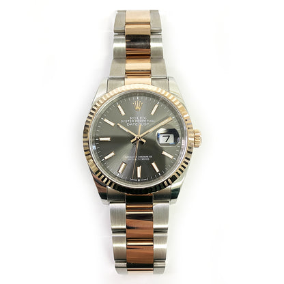 Rolex Datejust 36mm Stainless Steel & Rose Gold - Fluted Bezel - Slate Dial - Oyster Bracelet 126231 - 2021
