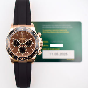 Rolex 126515LN Daytona Rose Gold Black Ceramic Bezel with Rubber Strap