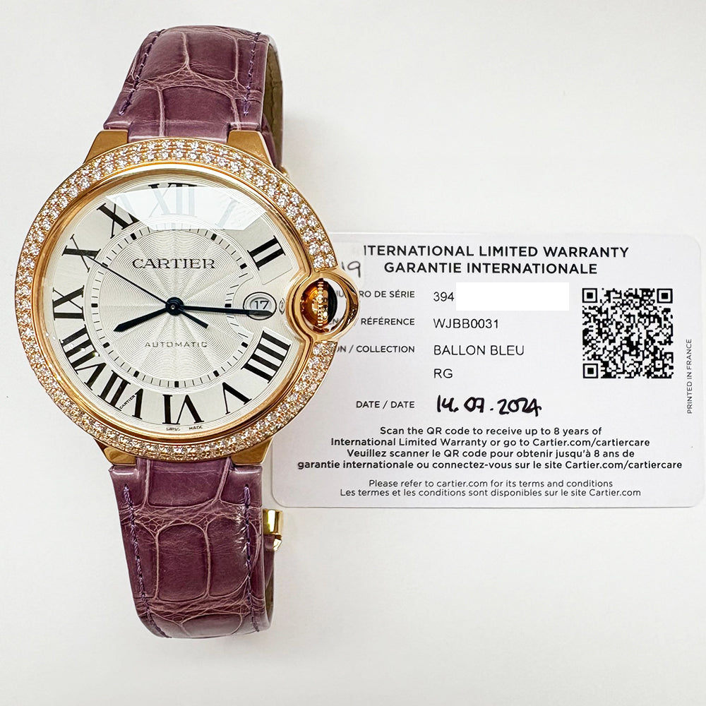 Cartier WJBB0031 Ballon Bleu 42mm Diamond Bezel Rose Gold Selfwinding