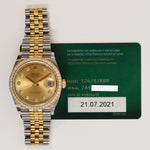 Rolex 126283RBR Datejust 36mm Diamond Bezel Steel and Yellow Gold