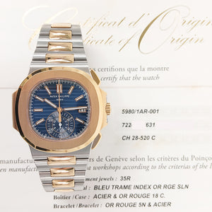 Patek Philippe 5980/1AR-001 Nautilus Flyback Chronograph 40.5mm Stainless Steel and Rose Gold